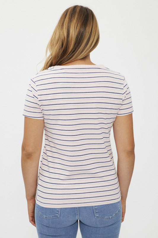 T-shirt Perfect rose à rayures bleu marine et blanche femme levi's
