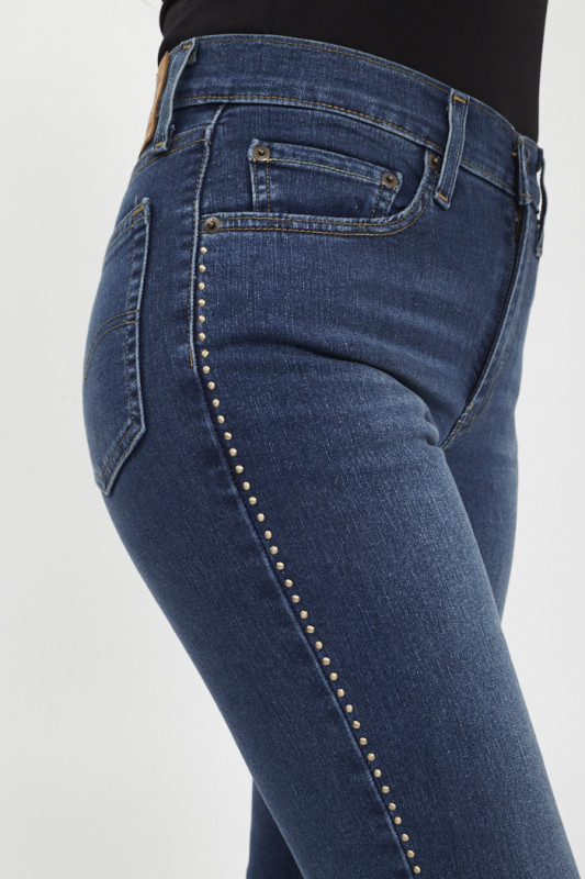 Jeans 724 coupe droite taille haute dark indigo levi's coton mélangé