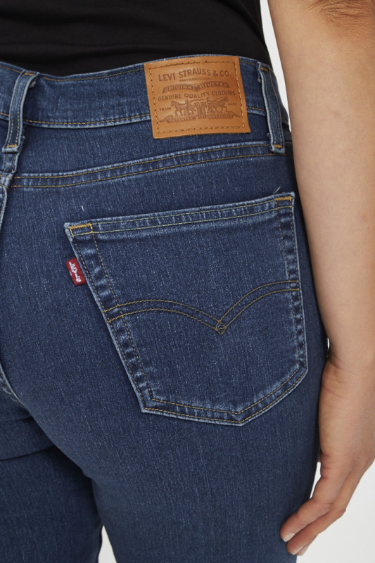 Jeans 724 coupe droite taille haute dark indigo femme coton mélangé