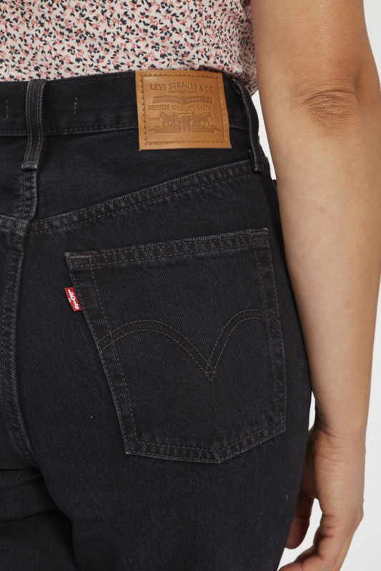 Jeans ribcage taille haute noir levi's coton mélangé