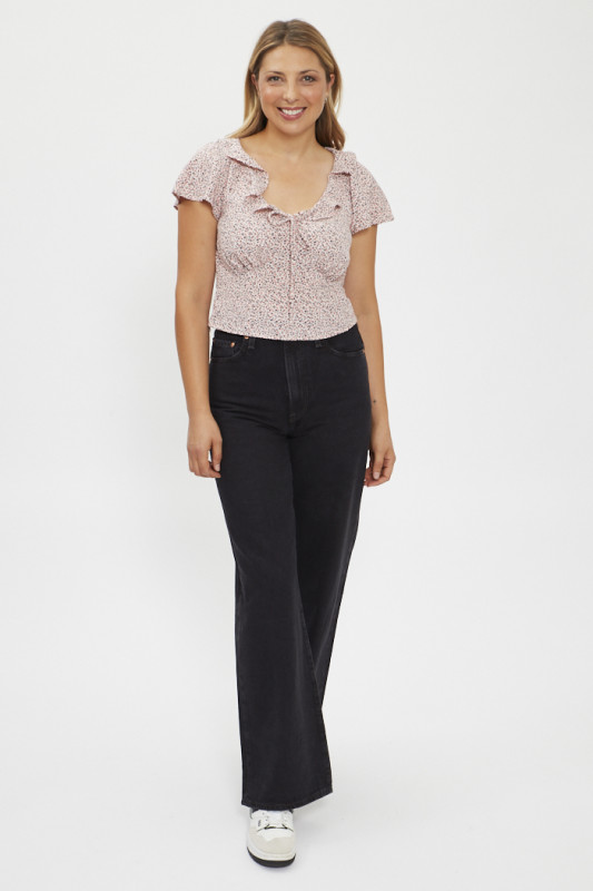 Jeans ribcage taille haute noir femme levi's