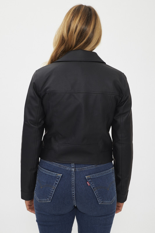 Veste Biker noir en simili cuir Only
