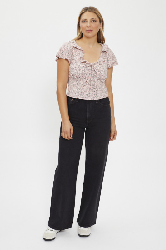 Chemisier Mylene mauve motif floral