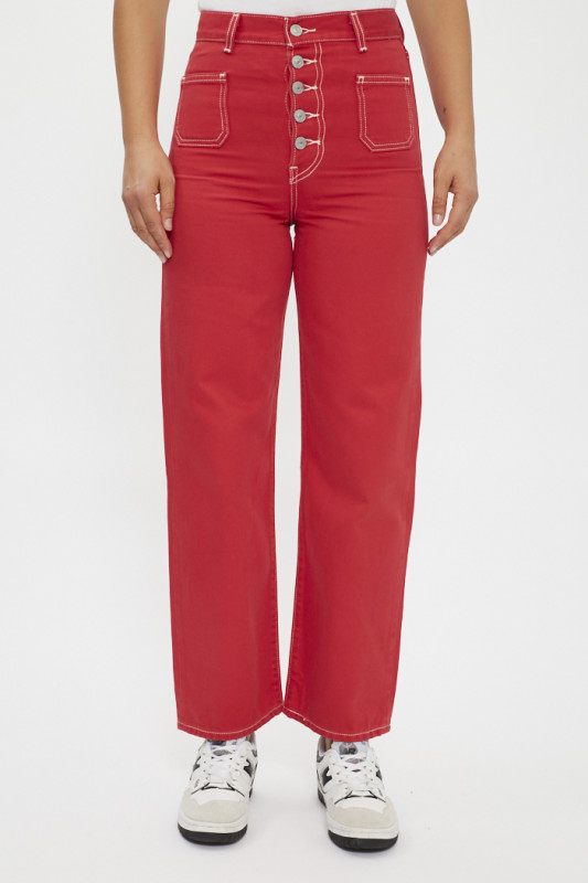 Jeans ribcage patch pocket rouge femme