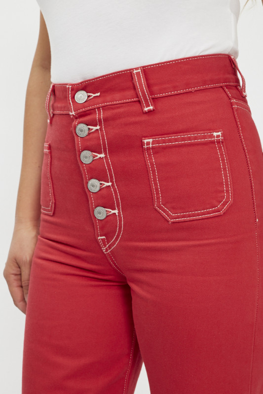 Jeans ribcage patch pocket rouge levi's coton