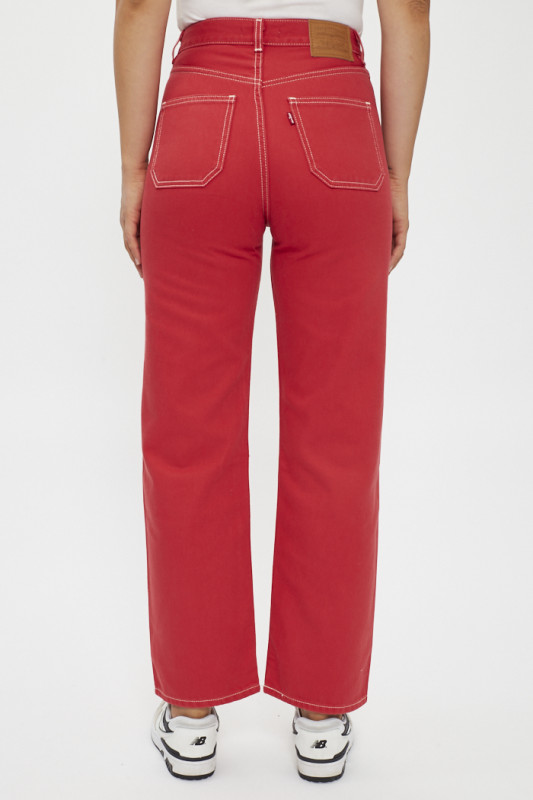 Jeans ribcage patch pocket rouge