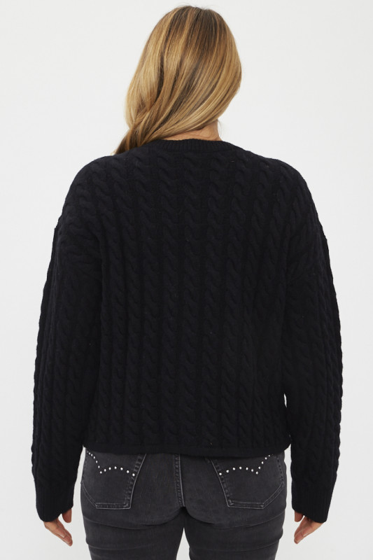 Pull torsadé noir caviar femme levi's