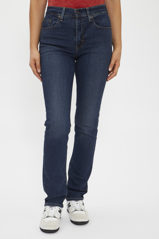 Jeans 724 taile haute coupe droite dark indigo femme