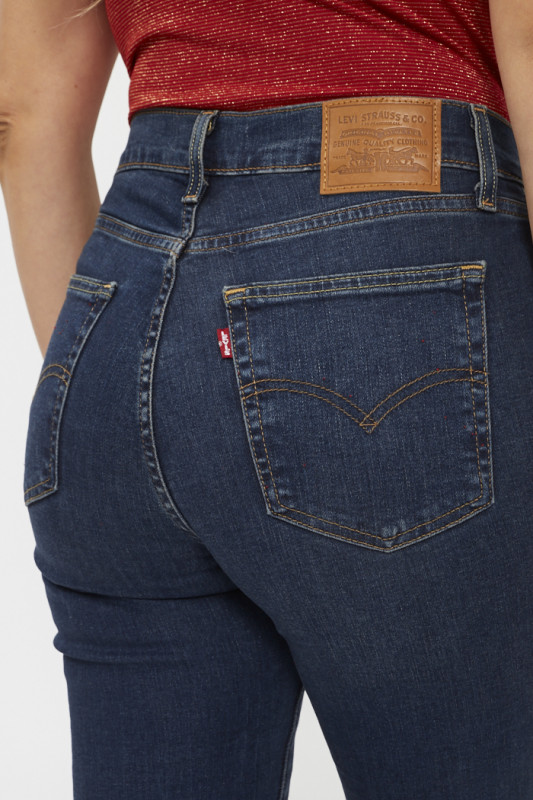 Jeans 724 taile haute coupe droite dark indigo levi's femme coton mélangé