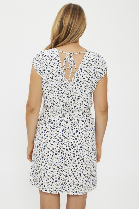 robe courte imprimé fleuri noir et bleu Jacqueline de Yong