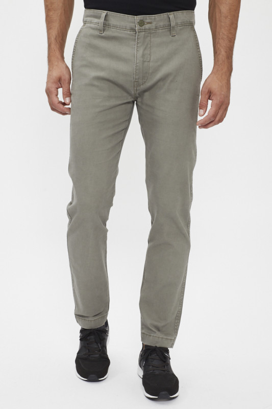 Pantalon chino gris en coton mélangé homme