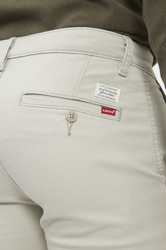 Pantalon chino slim gris clair en coton mélangé