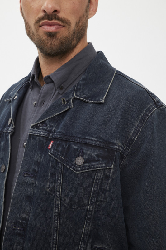 Veste Trucker Jacket blue black en coton 