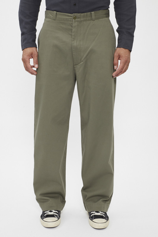 Pantalon chino skate loose kaki homme