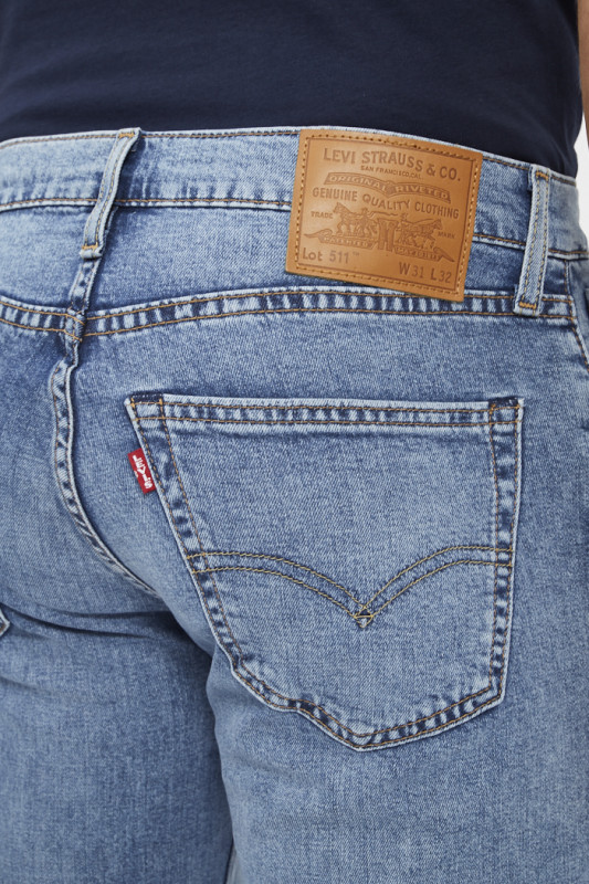Jeans 511 slim bleu délavé levi's en coton mélangé
