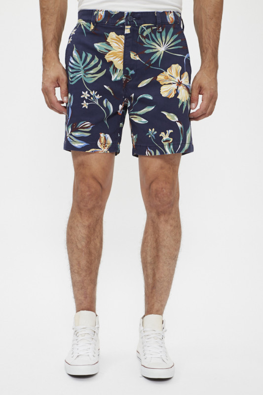Short chino Authentic bleu imprimé tropical homme