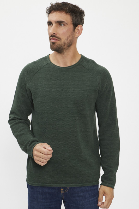 Pull tricoté col rond vert foncé jack & jones