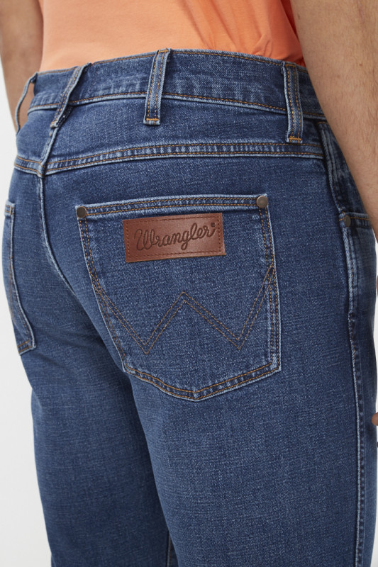 Jeans Larston slim bleu denim wrangler coton mélangé