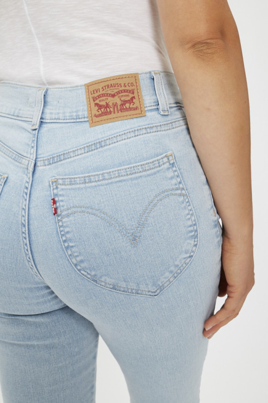 Jeans skinny rétro taille haute light indigo levi's en coton mélangé