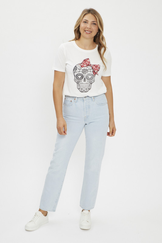 Jeans droit 501 bleu délavé femme levi's