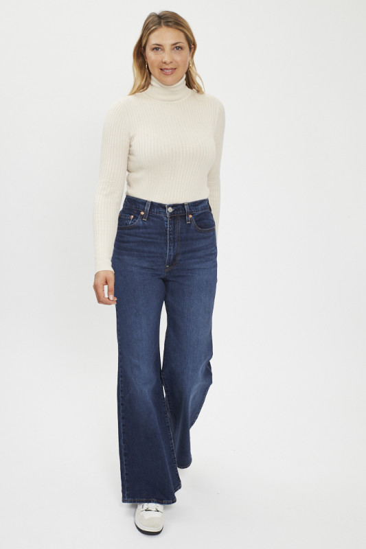 Jeans Ribcage bells medium indigo femme levi's