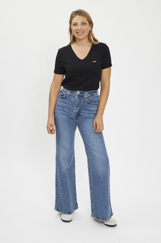 Jeans Ribcage Bells dark indigo femme levi's