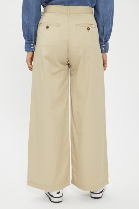 Pantalon large plissé safari beige