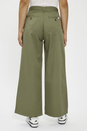 Pantalon large plissé kaki