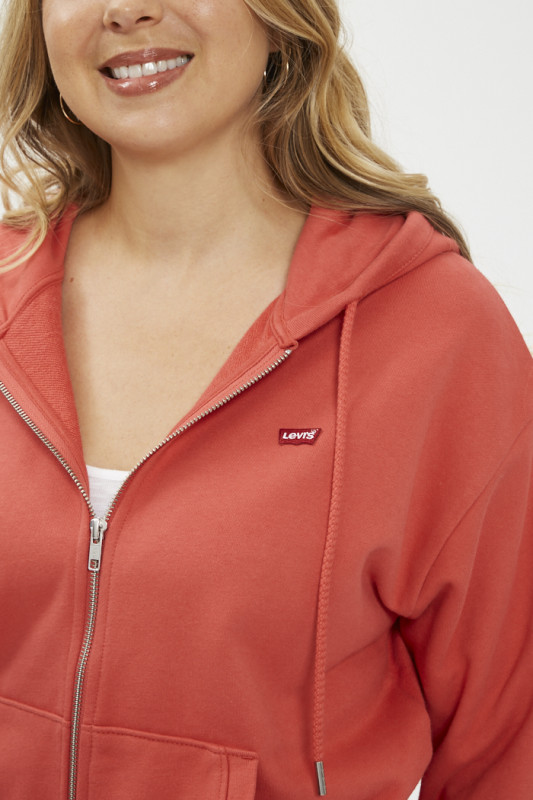 Hoodie standard zippé rouge en coton mélangé levi's