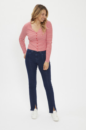 T-shirt Monica blanc à rayures rouges