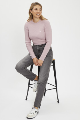 Pull côtelé à ras du cou lilas
