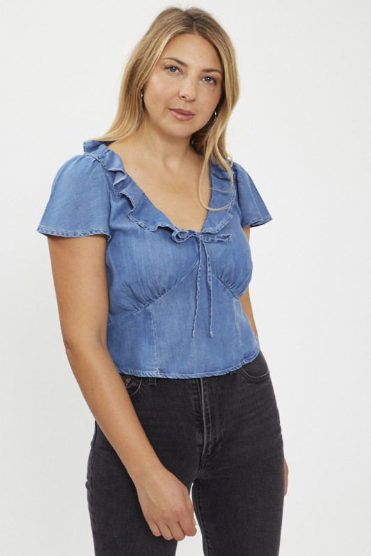 Chemisier en jean Mylène femme