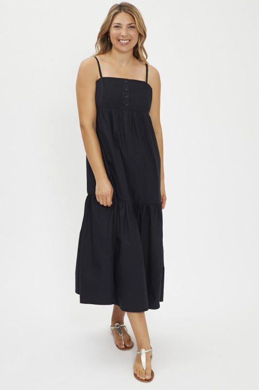 issa tiered dress caviar noir femme
