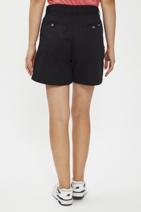 Short à plis taille haute noir