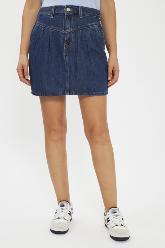 Short Mom bleu denim femme