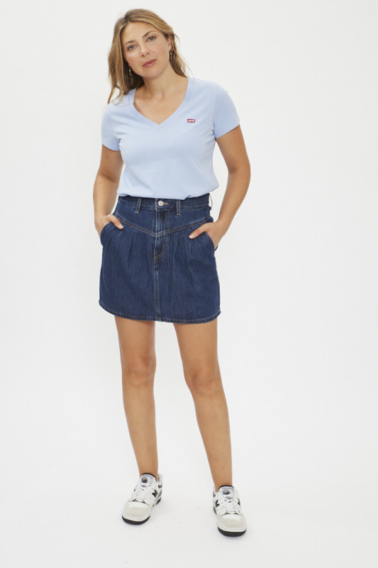 Short Mom bleu denim femme levi's