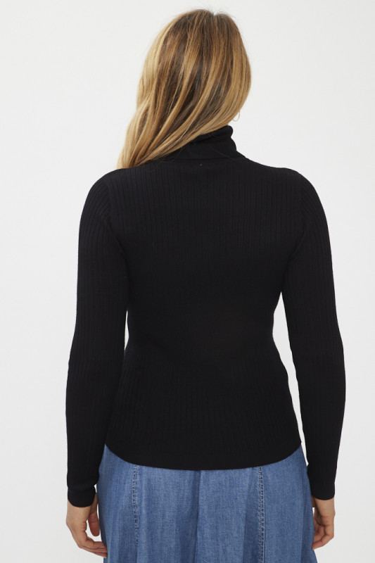 Pull col roulé noir en maille Only