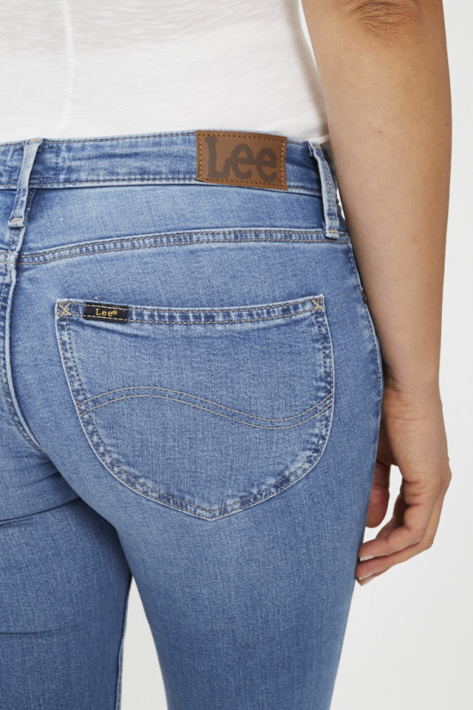 Jeans Scarlett denim bleu délavé lee coton mélnagé