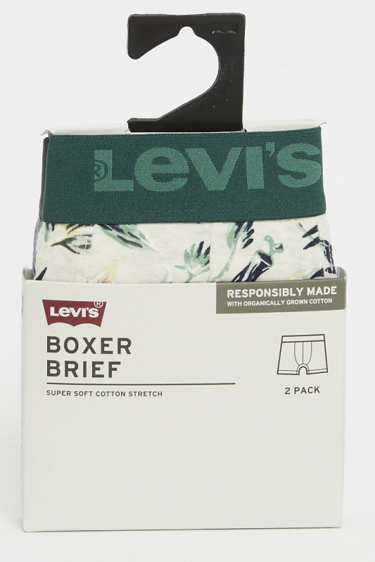 Pack de 2 boxers beige fleuri et vert chiné