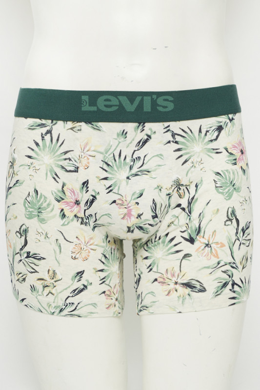 Pack de 2 boxers beige fleuri et vert chiné homme