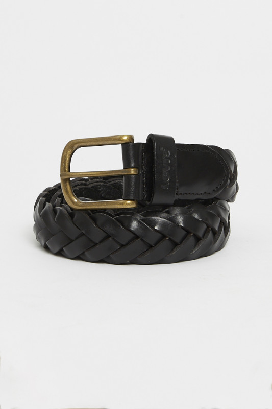 Ceinture noire en cuir tressée homme levi's
