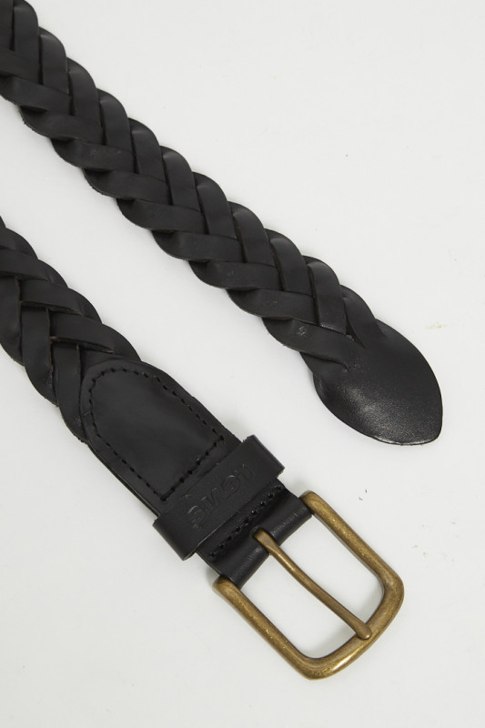 Ceinture noire en cuir tressée