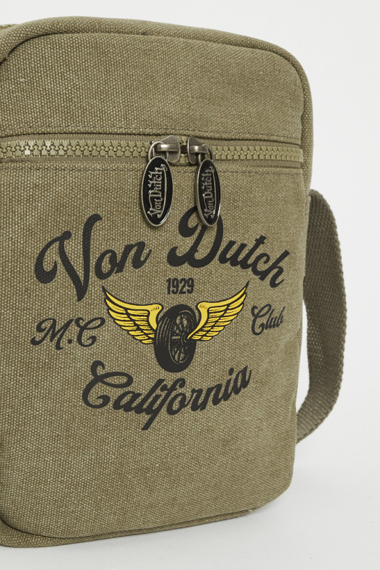 Sacoche zip kaki tissu