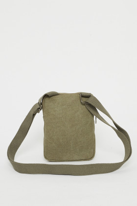 Sacoche tissu kaki floquée