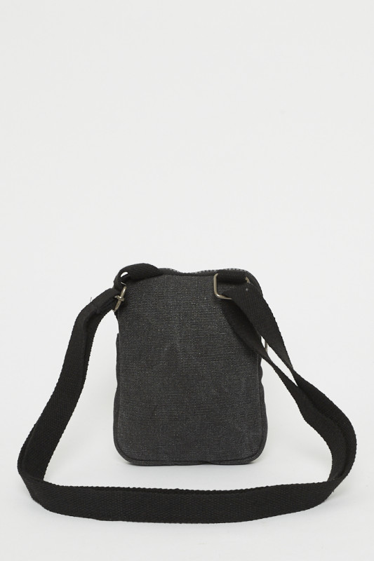 Sacoche tissu noire floquée