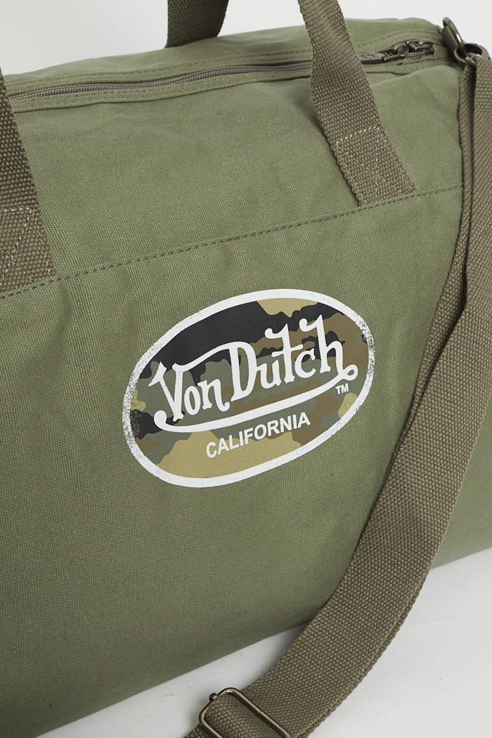 Sac de voyage kaki tissu homme Von Dutch Destock Jeans