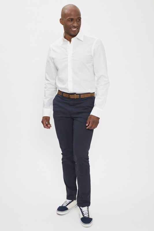 Pantalon chino slim bleu marine tom tailor coton mélangé