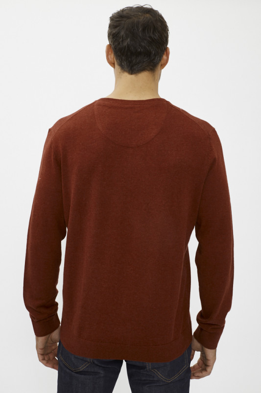Pull basic bordeaux col V tom tailor en coton