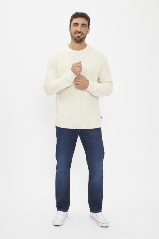 Pull coloris crème maille torsadée homme Tom Tailor