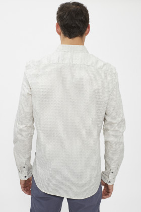 chemise slim beige à carreaux rayés